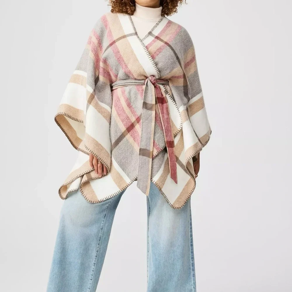 Torrid Belted Ruana Plaid-Multi Color O/S - Picture 2 of 8